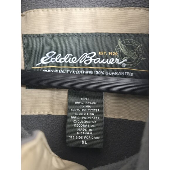 Eddie Bauer Jacket Mens XL Nylon Chore Coat Khaki Zip Water Resistant Outdoor - Picture 5 of 9